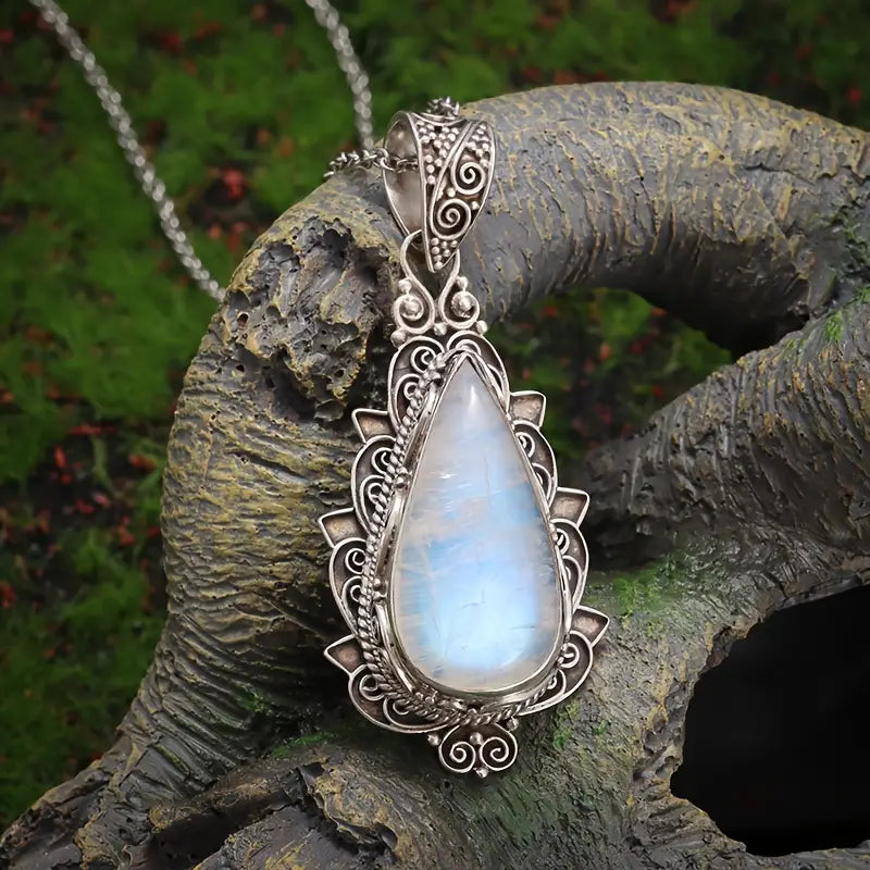 COLLAR COLGANTE PIEDRA LUNAR LAGRIMA